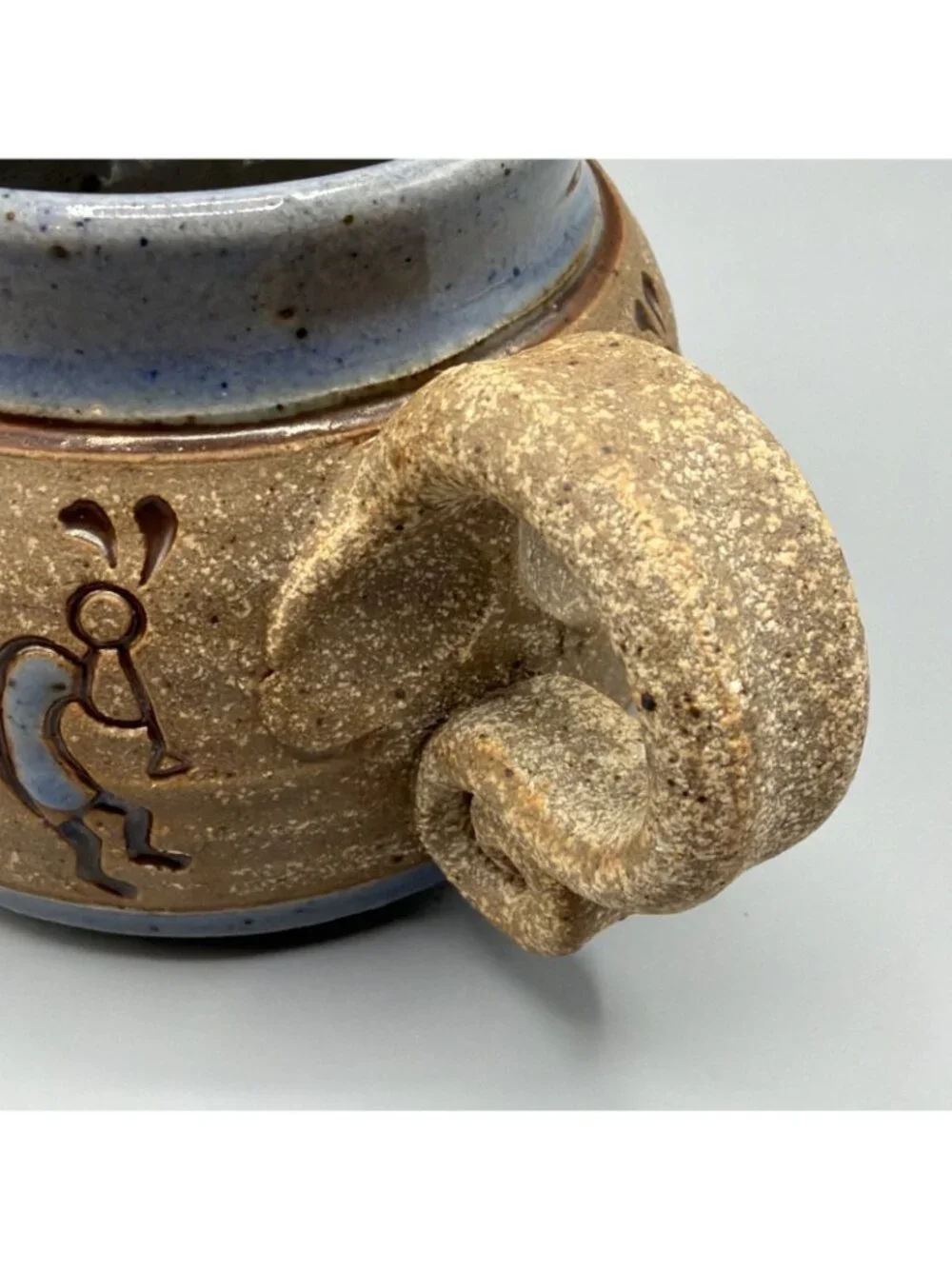 Kokopelli Stoneware Studio Pottery Mug Southwest Style Signed RAB Blue Rustic